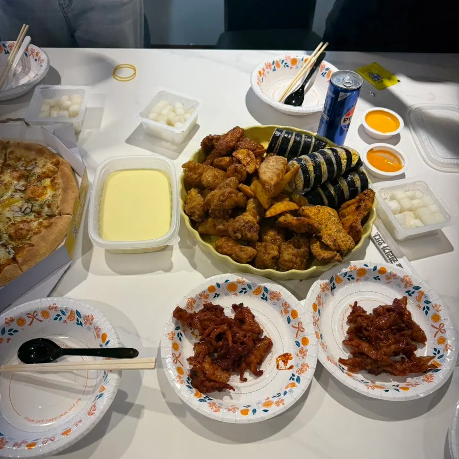 Gathering food prepared through delivery and pickup