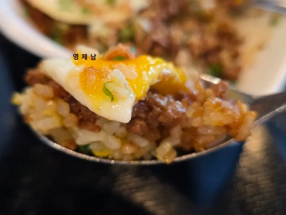A spoonful of fluffy fried rice