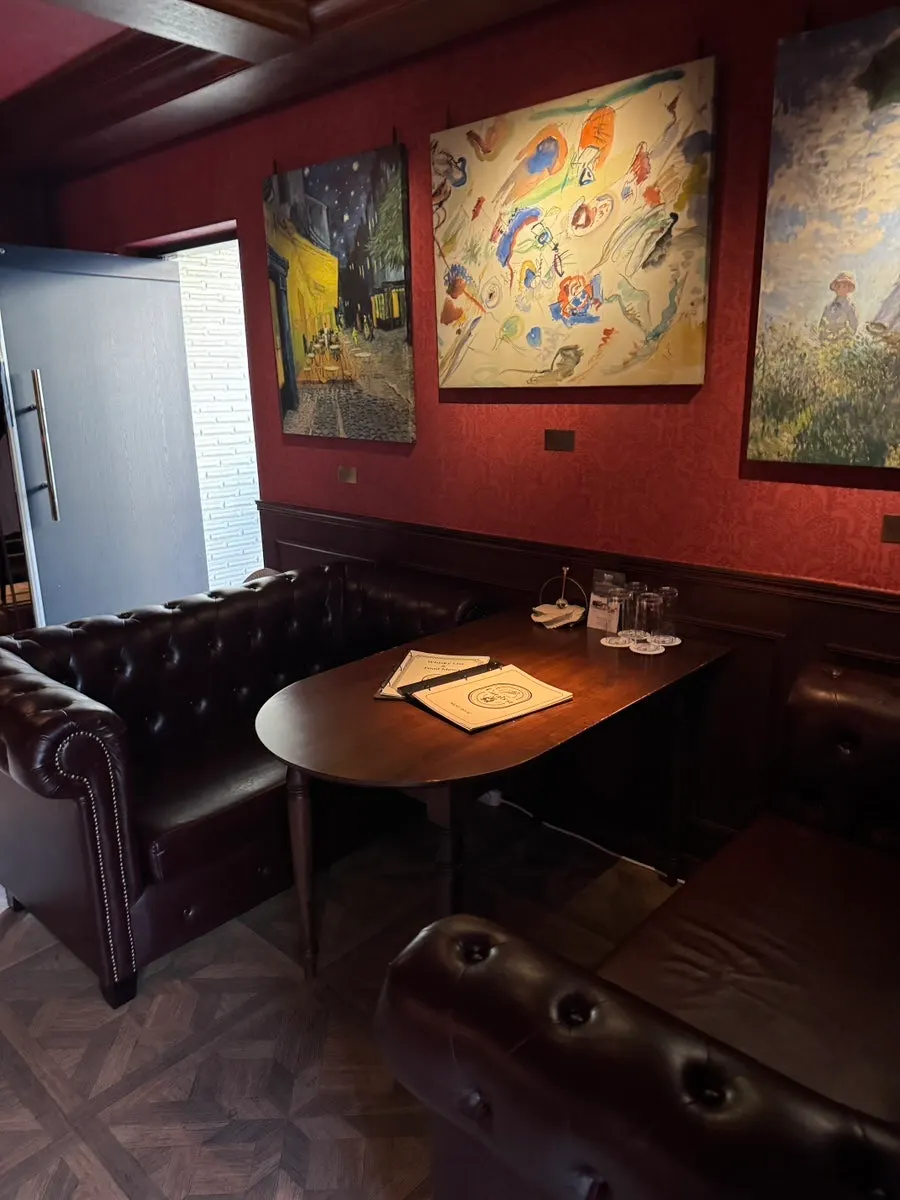 The reserved 4-person sofa seating and table