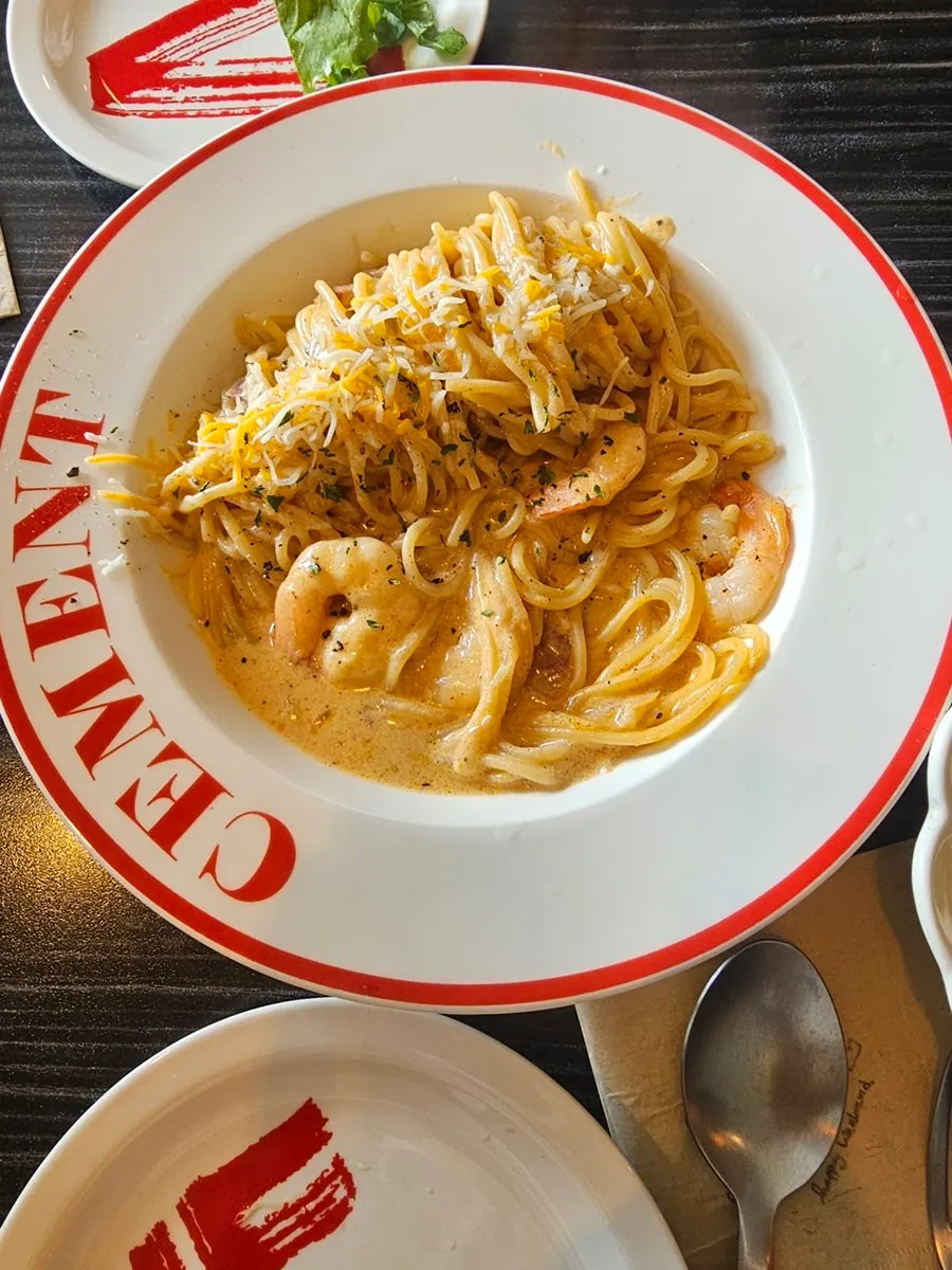 Close-up of shrimp in the Toowoomba pasta