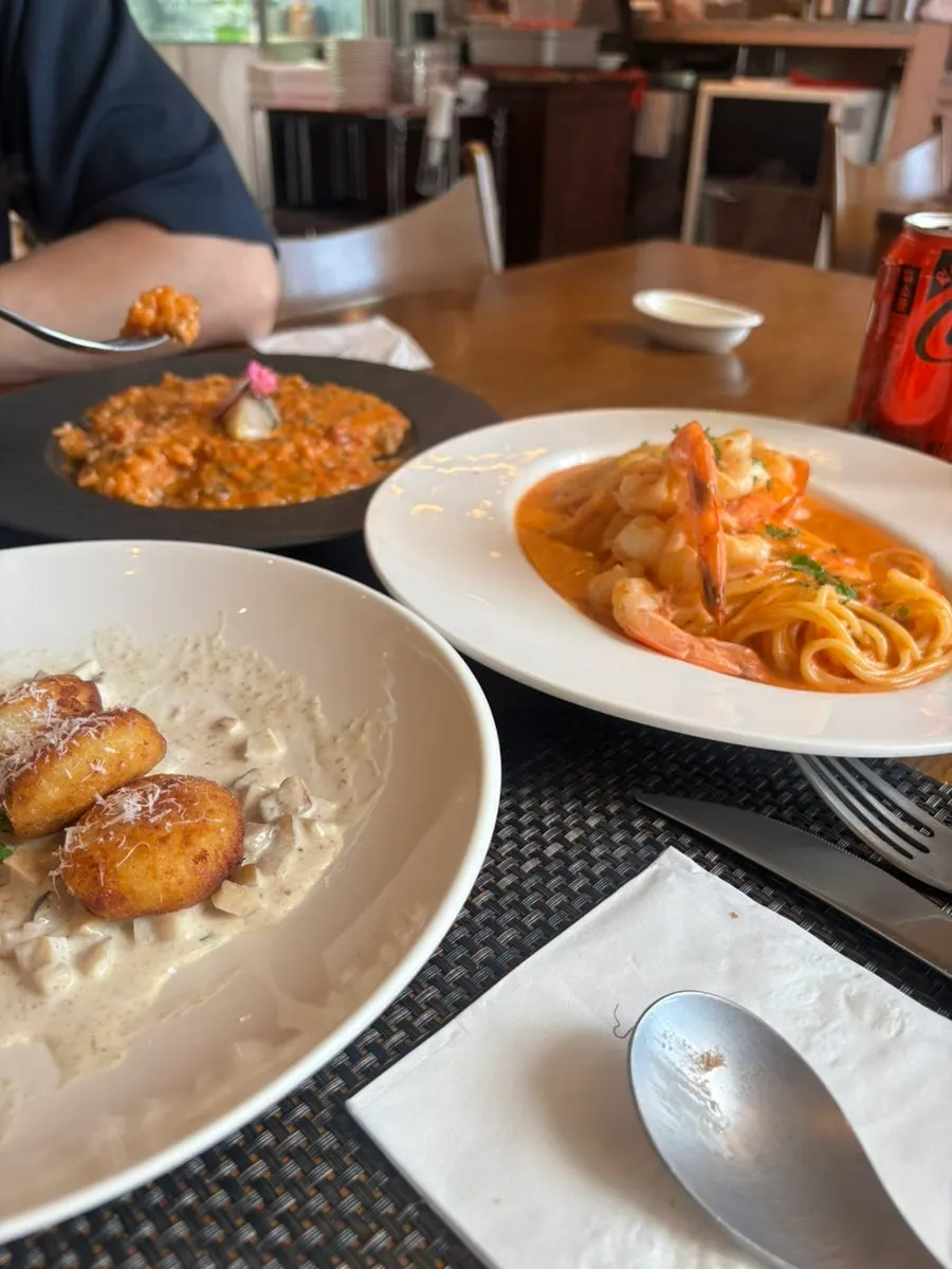 A lunch spread of three shared dishes