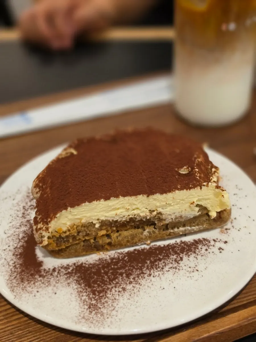 Center Coffee's tiramisu topped with cocoa powder