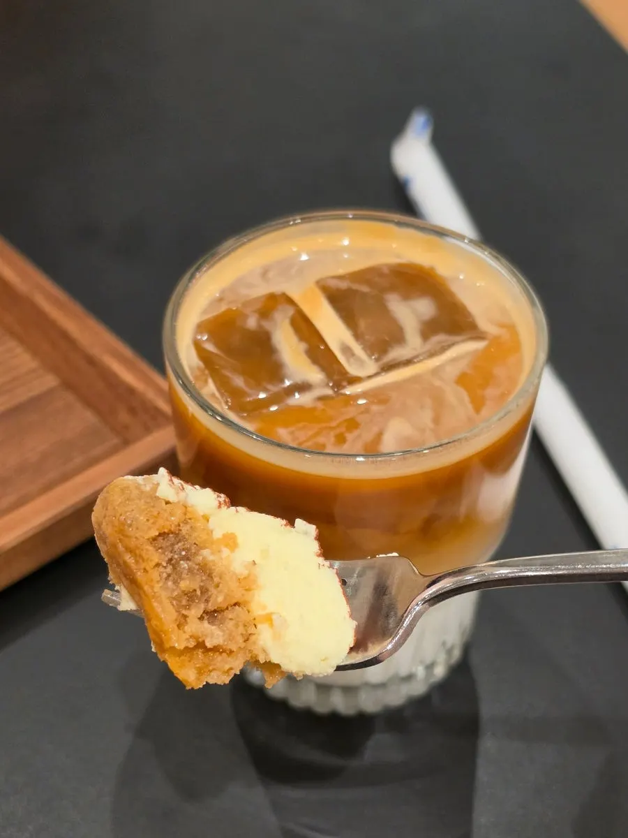 Table set with tiramisu and coffee together