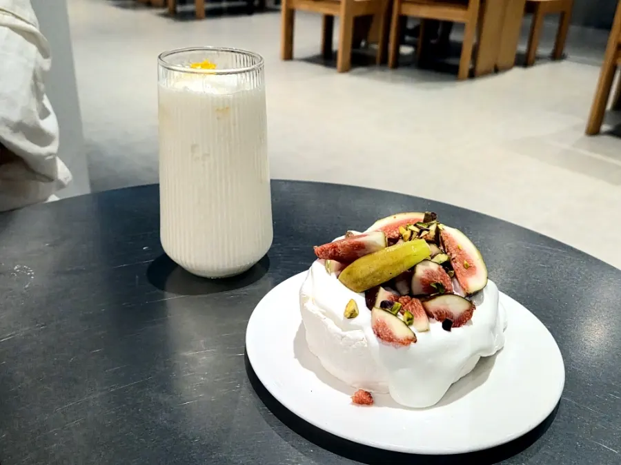 Melon yogurt smoothie on the table