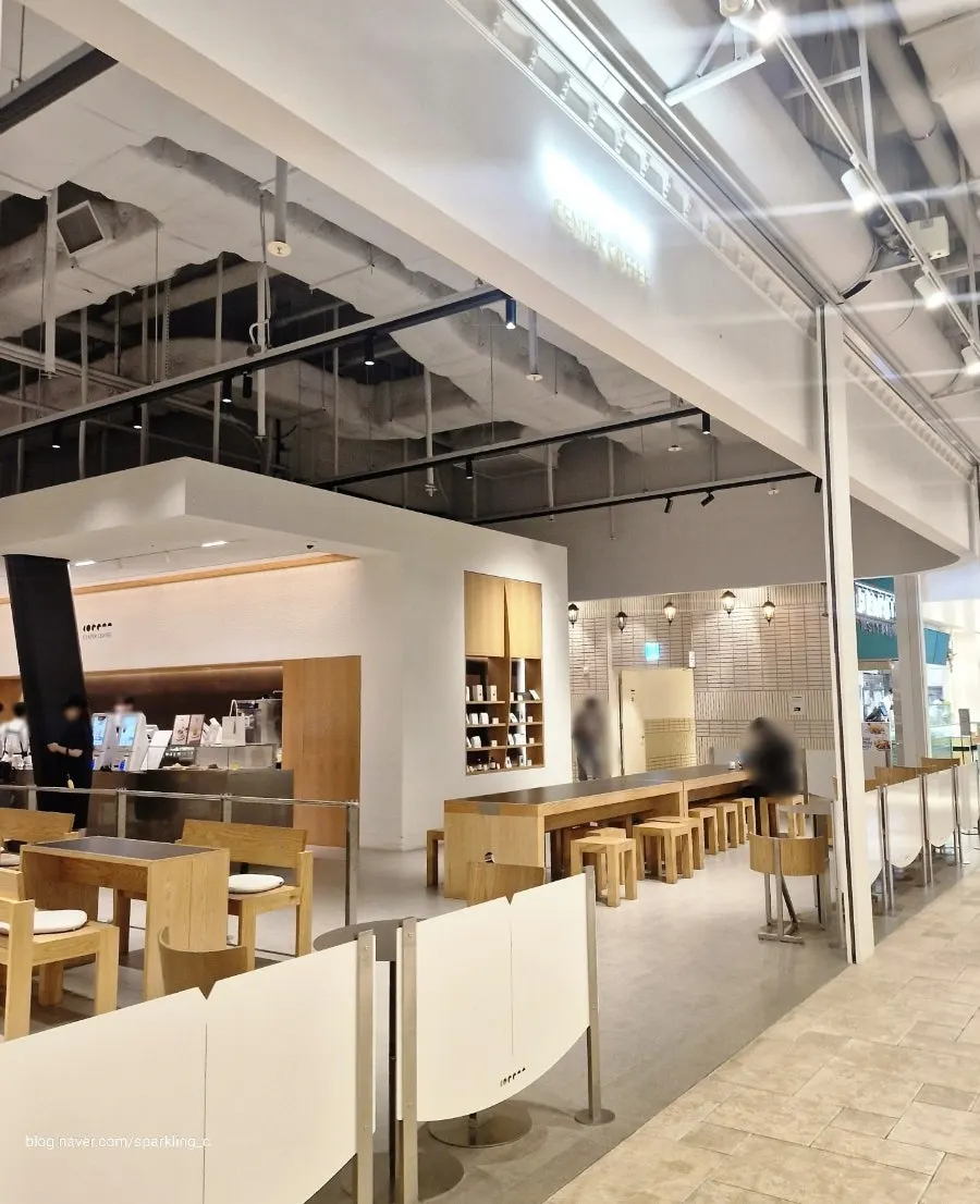 Entrance to Center Coffee on the basement floor of Guui East Pole
