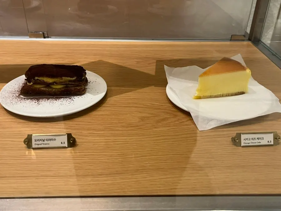 Scones and cakes displayed at the counter