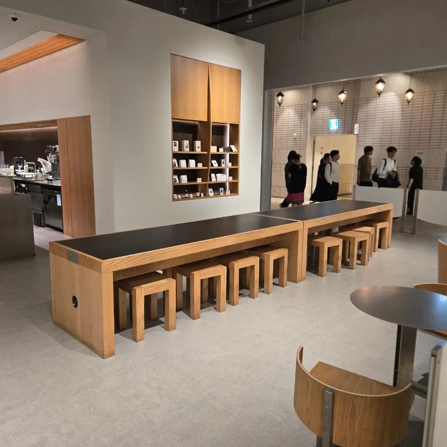Café floor with generous spacing between tables