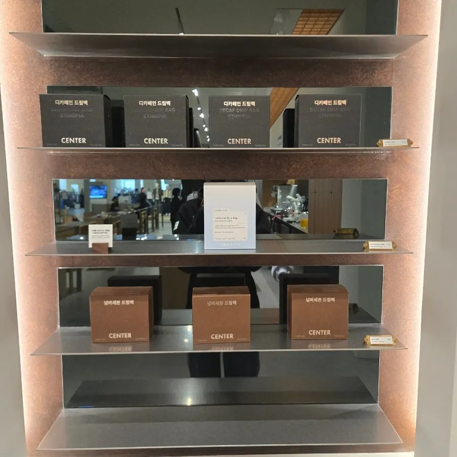 Dessert display case at the café