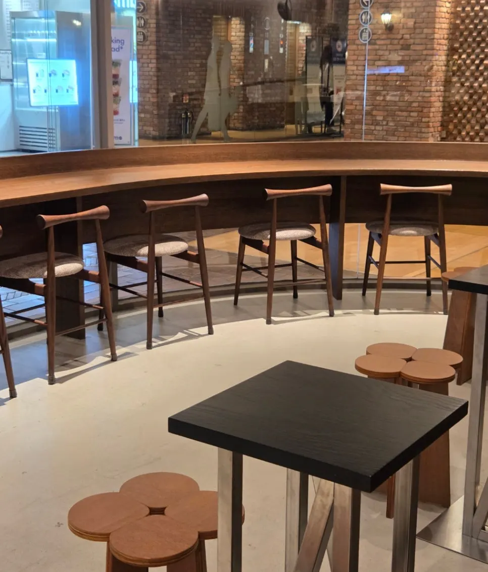 Seating at Center Coffee good for working on a laptop