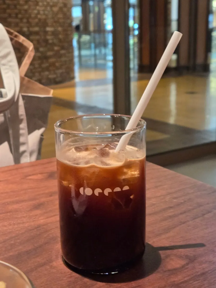 Iced americano served in a glass