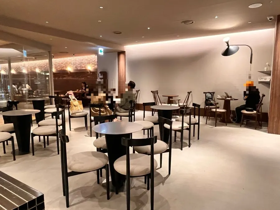 Comfortable seating and lighting inside the café