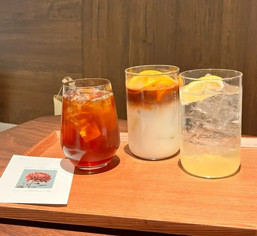 Three Center Coffee drinks arranged on the table