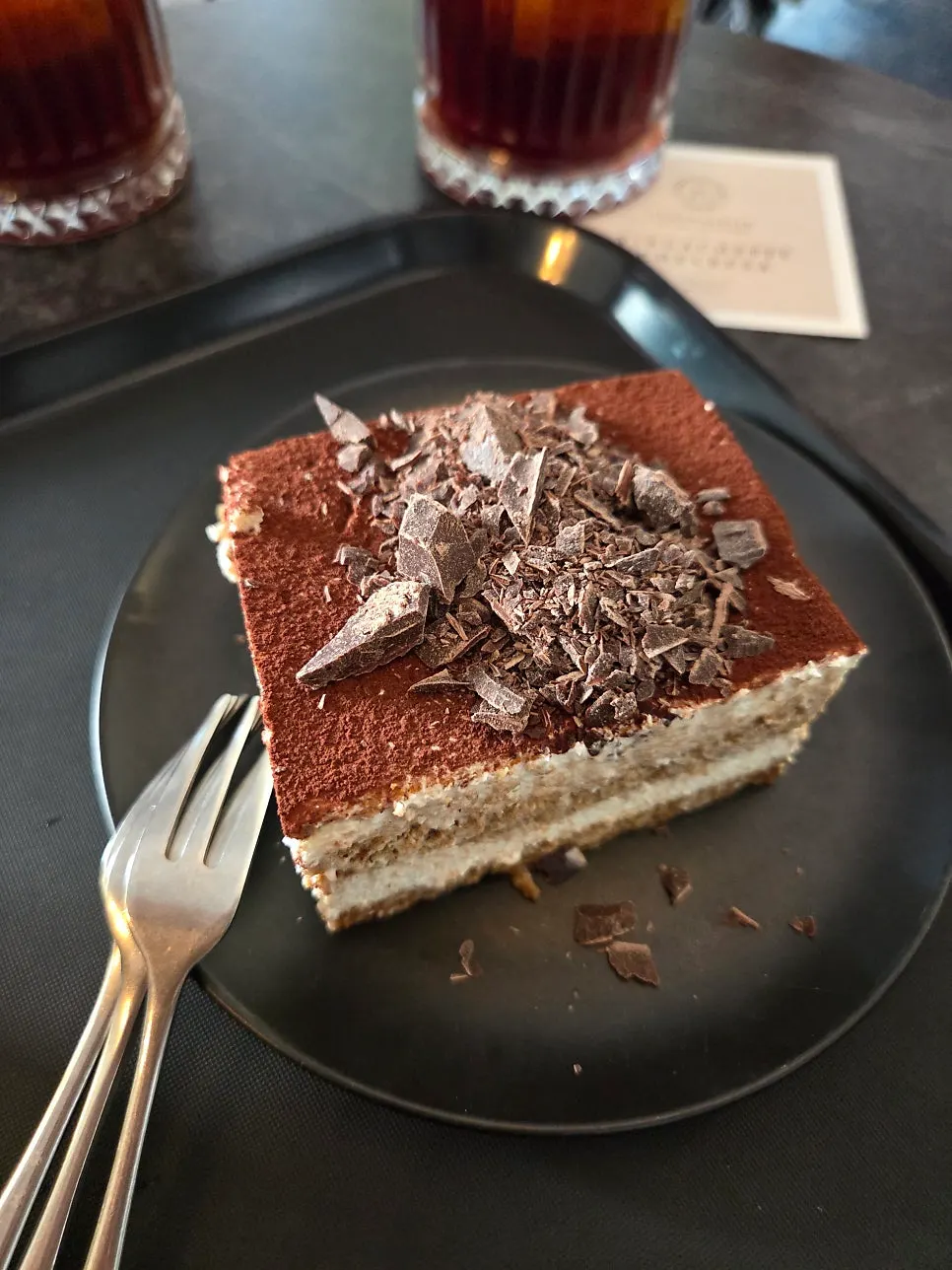 Classic tiramisu enjoyed alongside the coffee