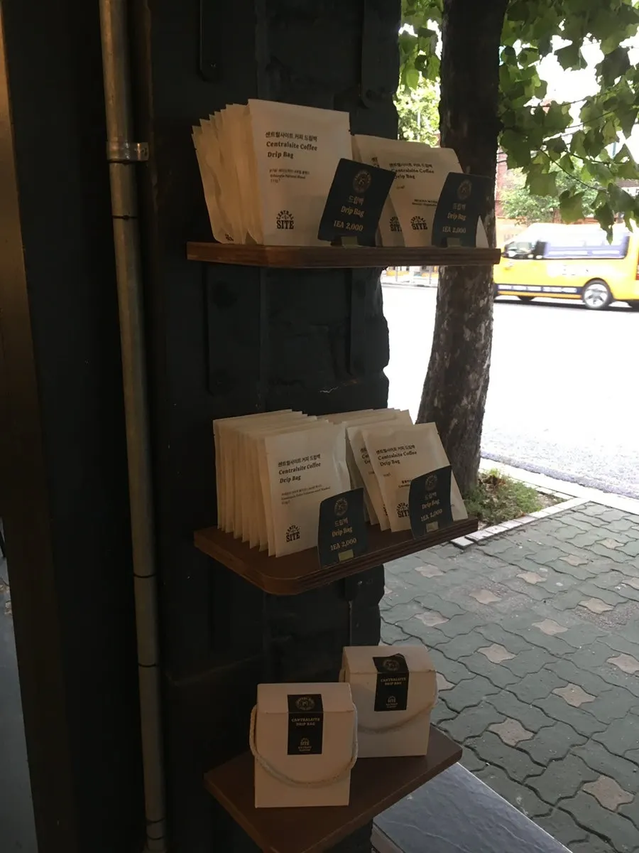 Café's picture window and entrance right on the sidewalk