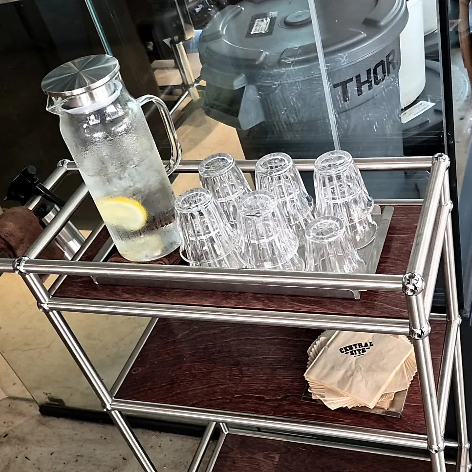 Lemon water set out on one side of the store