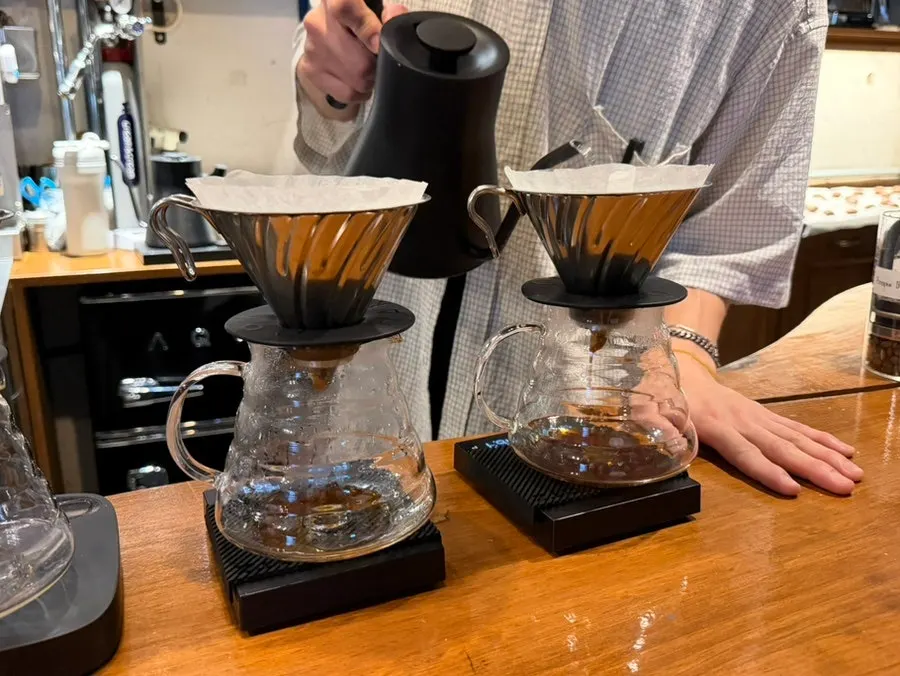 Coffee dripping into the drip server