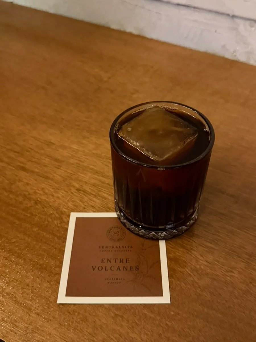 Iced drip coffee with square ice cubes