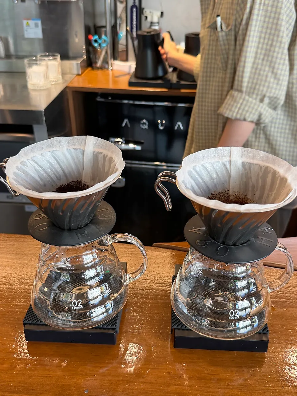Hand-drip brewing happening right in front of the customer