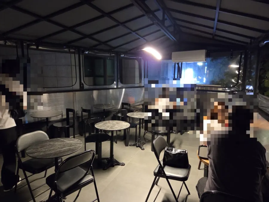 Seating space extending up to the third floor