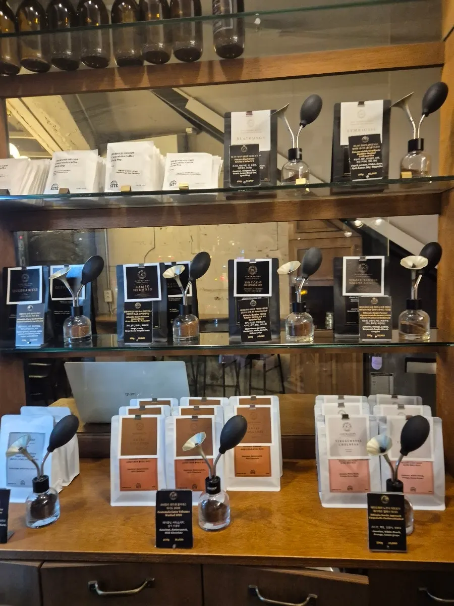 Coffee tools near the 1st floor hand-drip bar