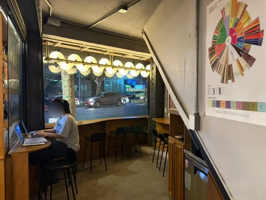 First-floor bean-sniffing area and extraction bar