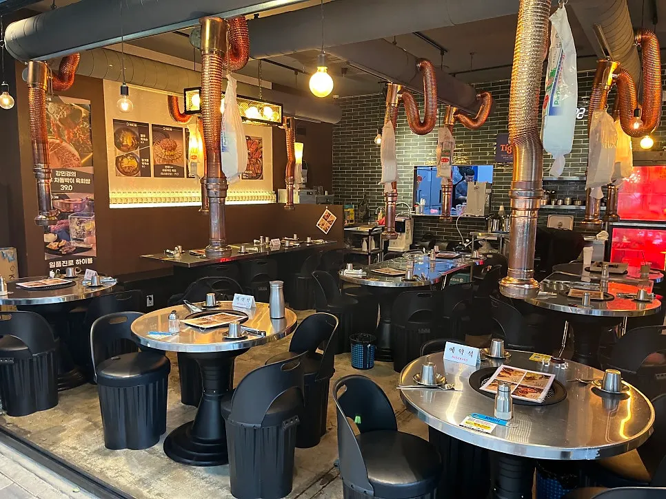 Interior of Chadol Grill Magok with doors wide open