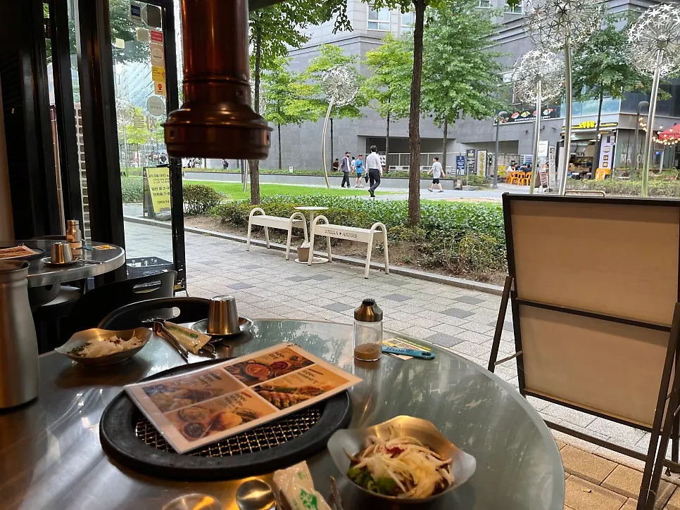 Reserved window seat overlooking the park