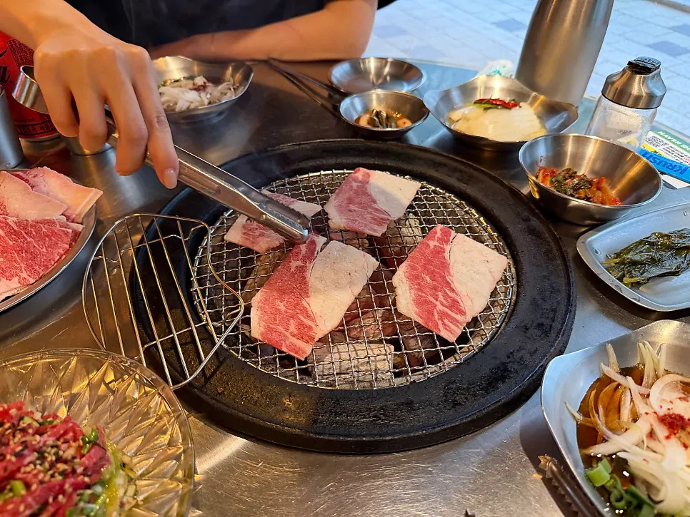 Brisket set on the specially made grill