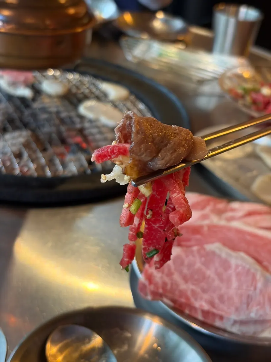 Close-up of butter-scented scallop and meat