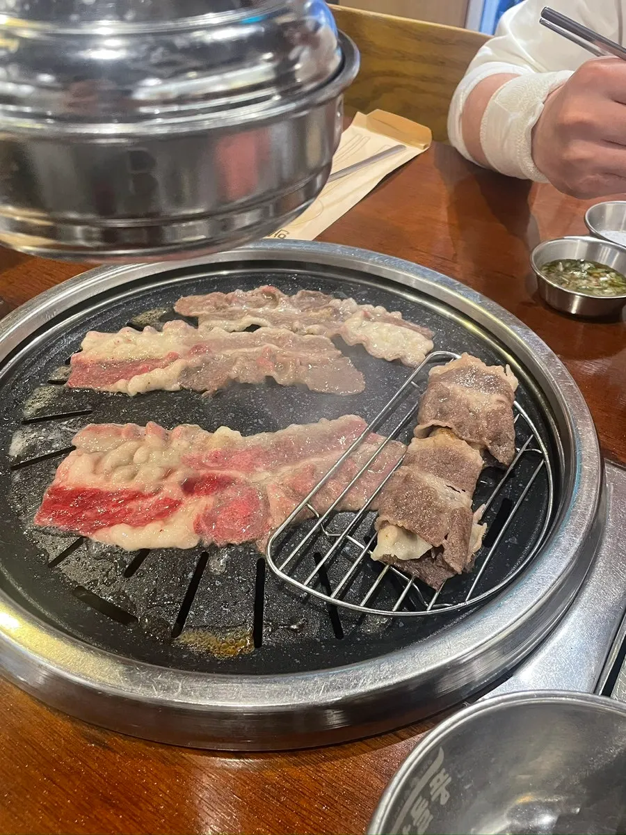 Close-up of bright red woo samgyeop meat