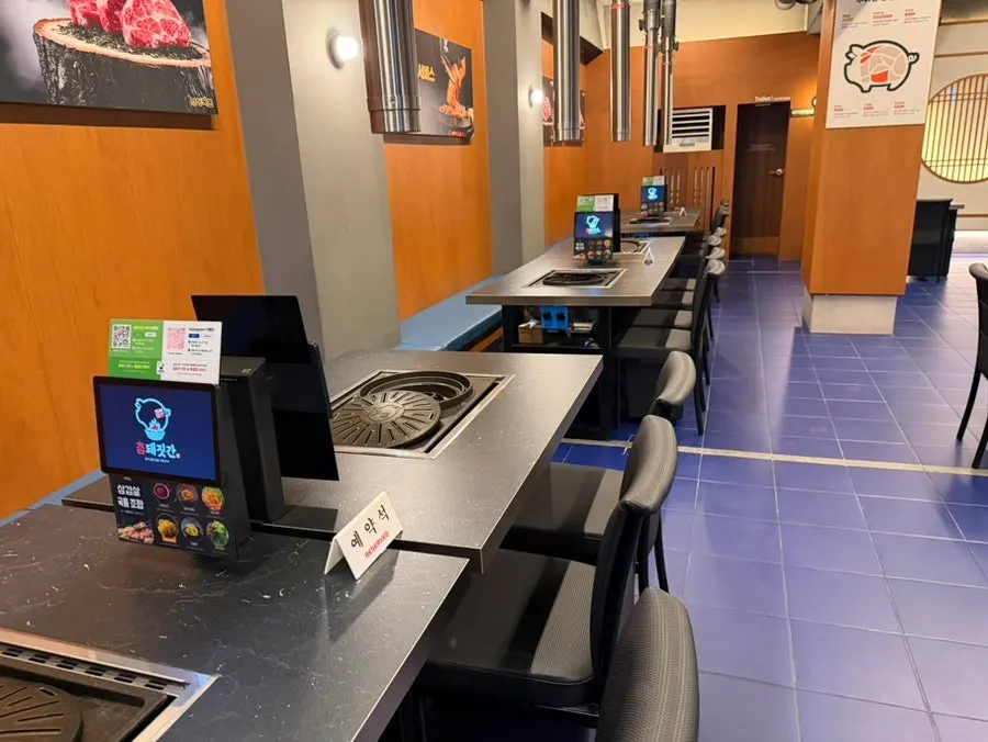 Interior with generously spaced tables
