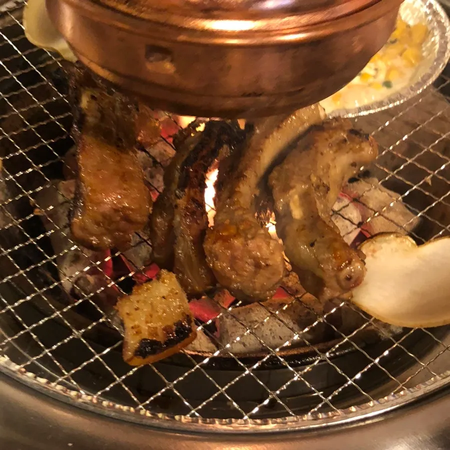 Pre-cooked soy jjokgalbi on the grill