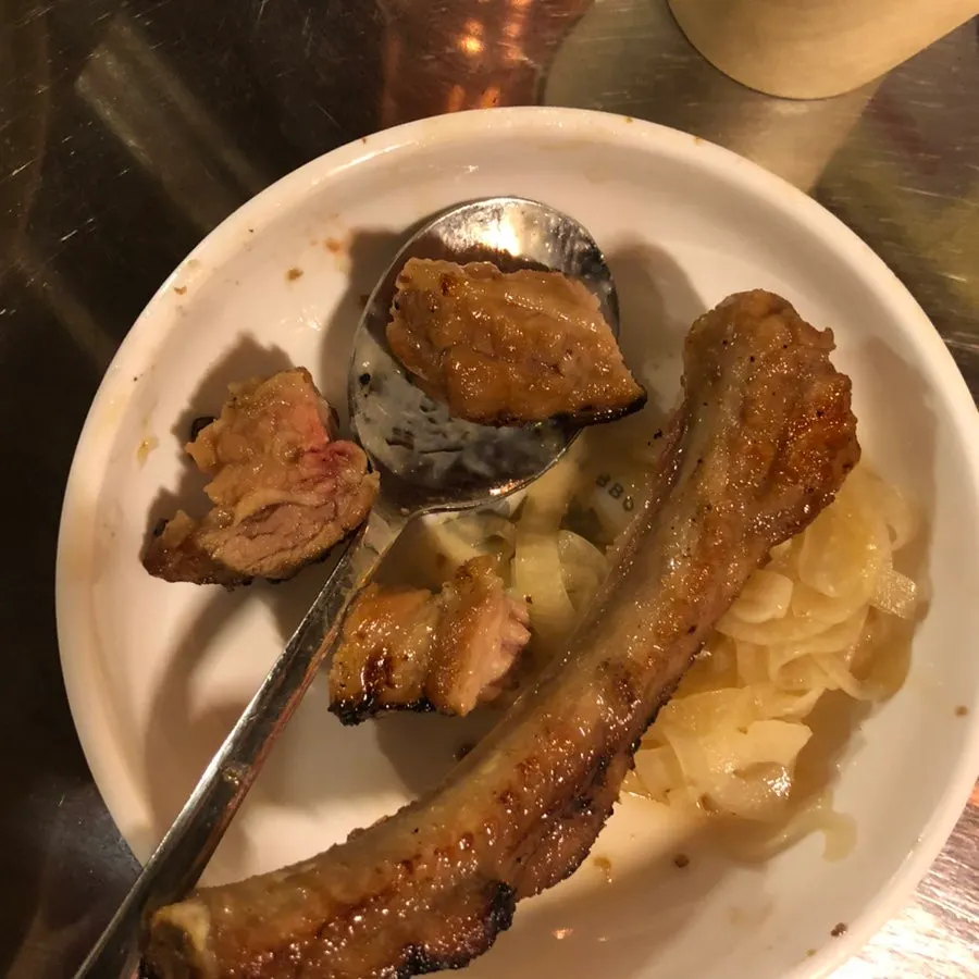 Soy jjokgalbi grilled and cut into pieces