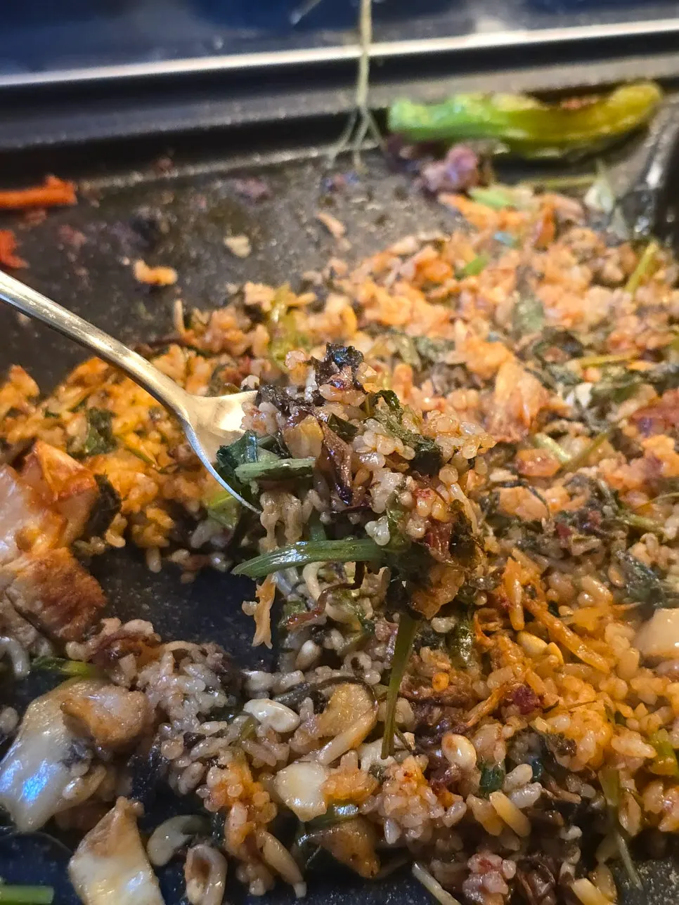 Fried rice and kimchi jjigae as the final course