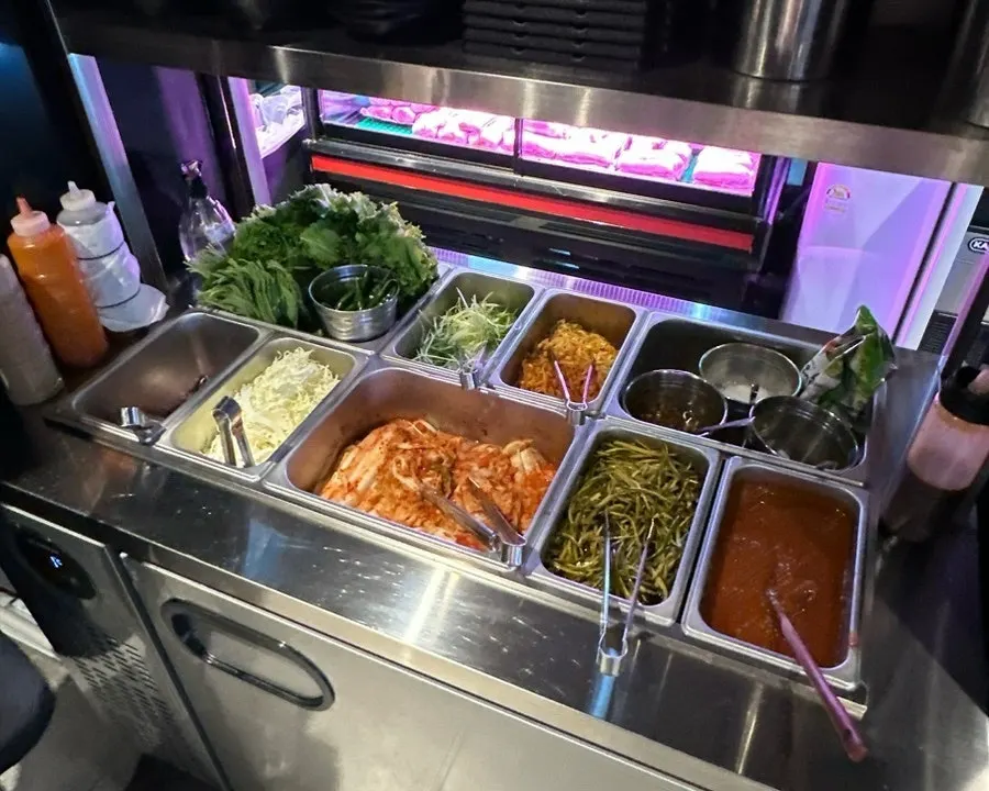 Cheongyang chili peppers and sauces from the self-serve bar
