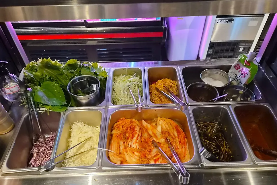 The self-bar where you can help yourself to side dishes