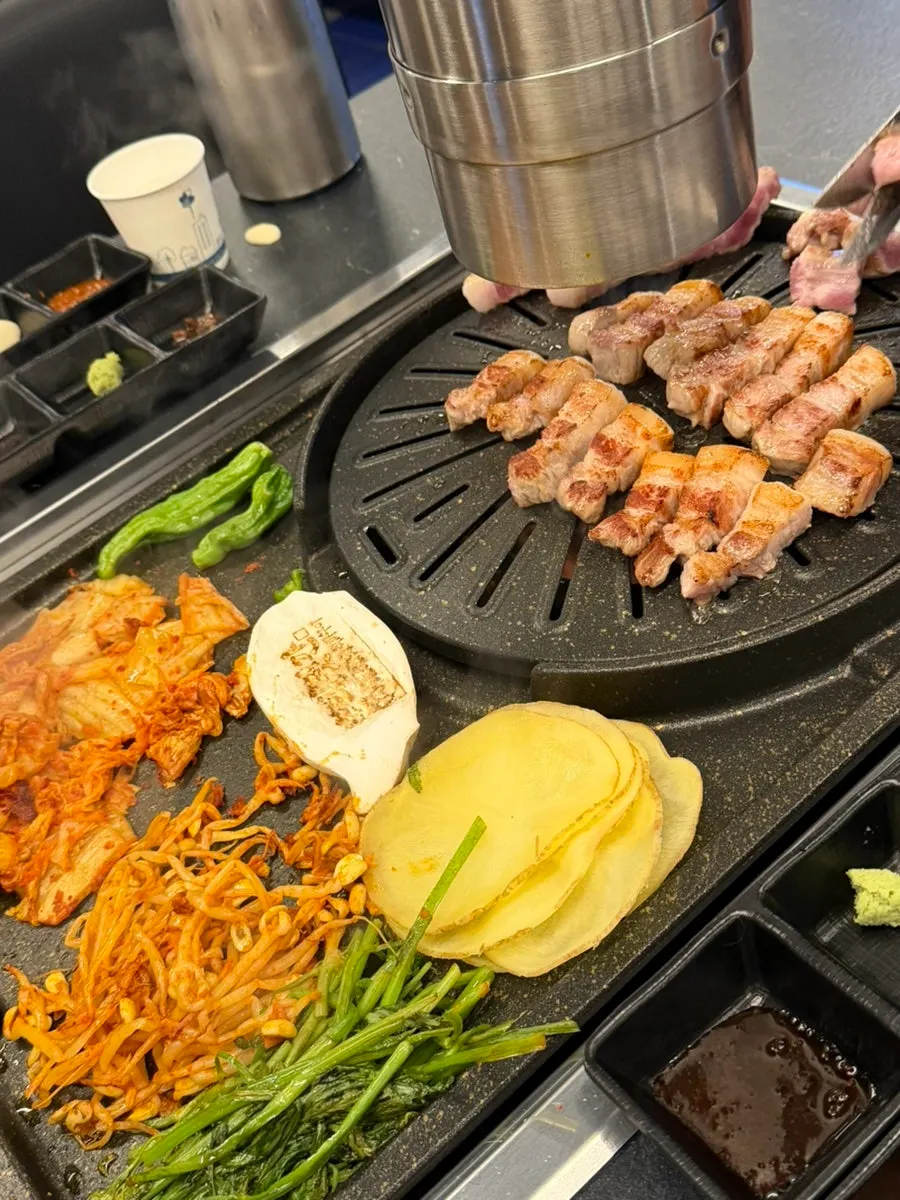 Thickly grilled pork belly