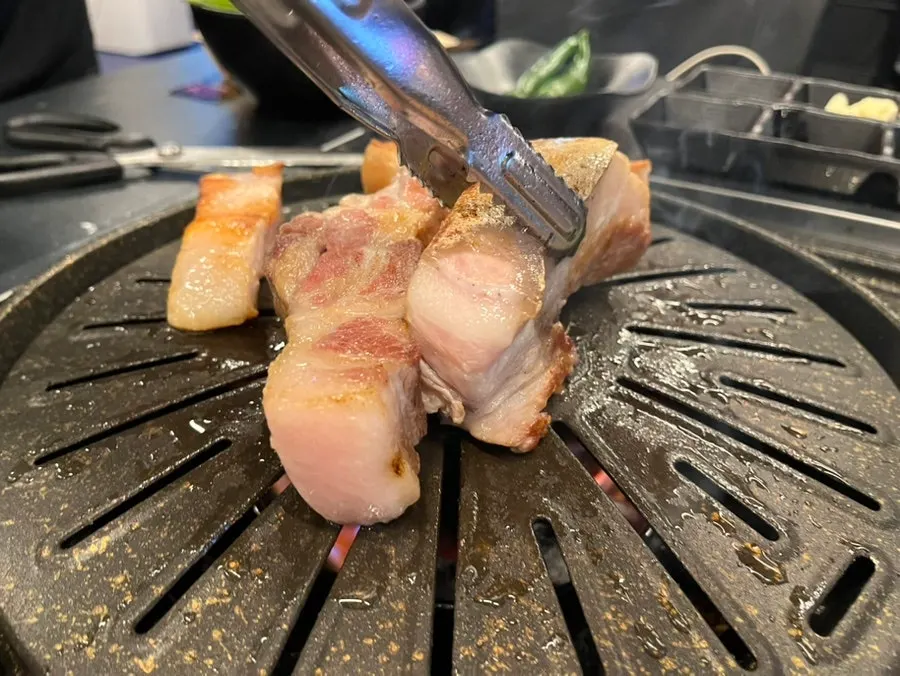 Close-up of the grilled meat