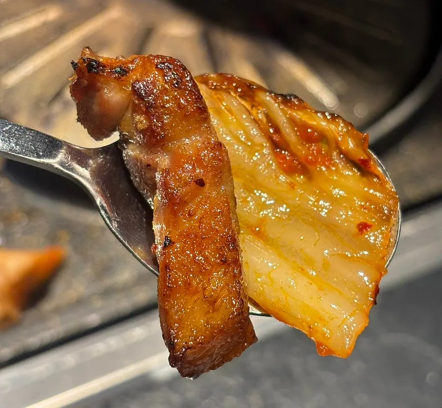 Pork belly paired with shredded scallions