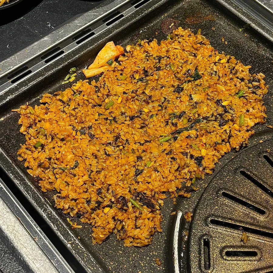 Fried rice with kimchi and minari