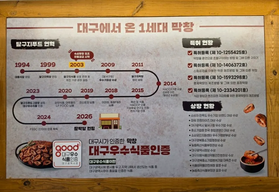 대구우수식품인증 관련 매장 내부 안내