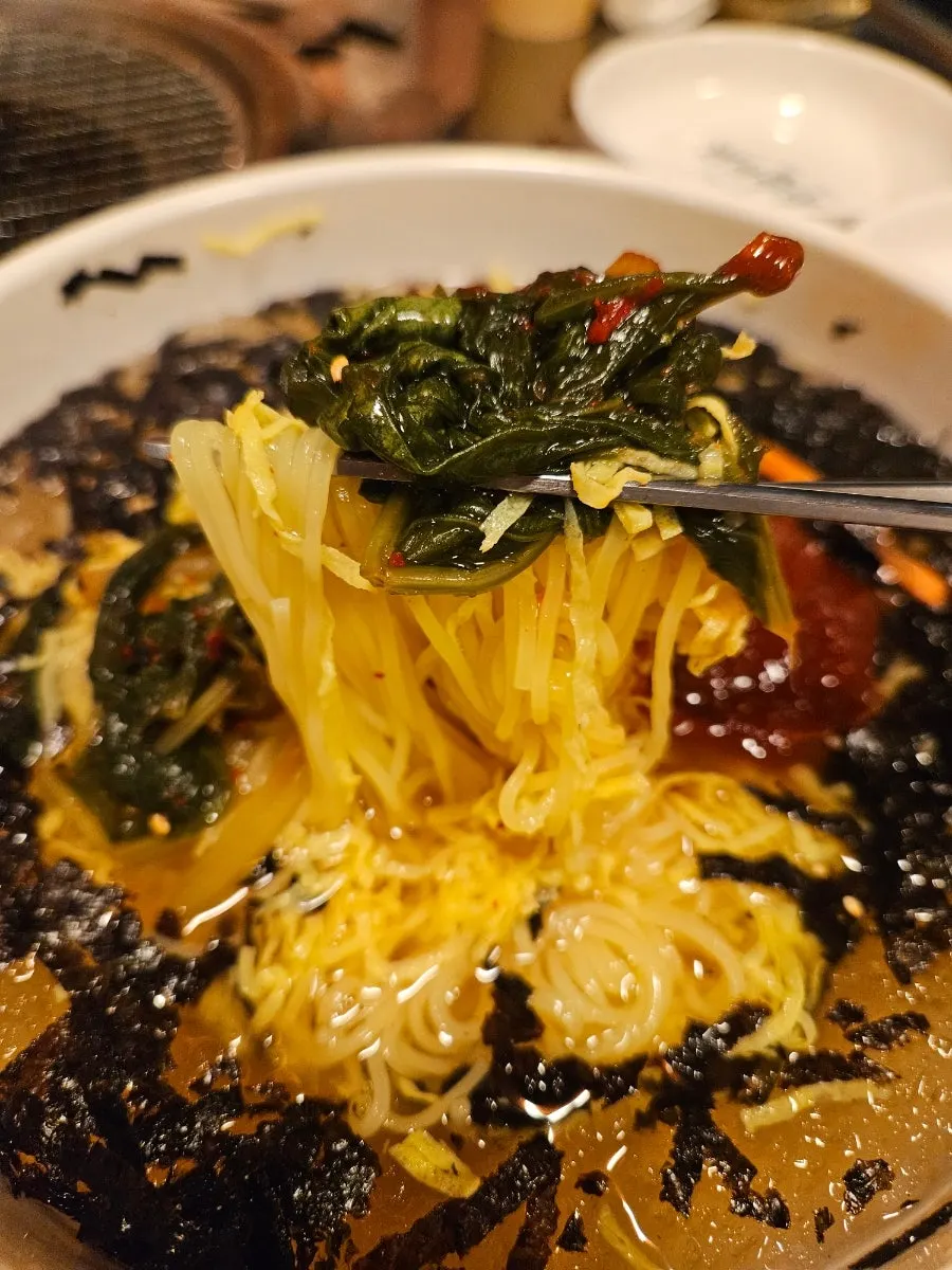 Yeolmu kimchi noodles ordered to finish the meal