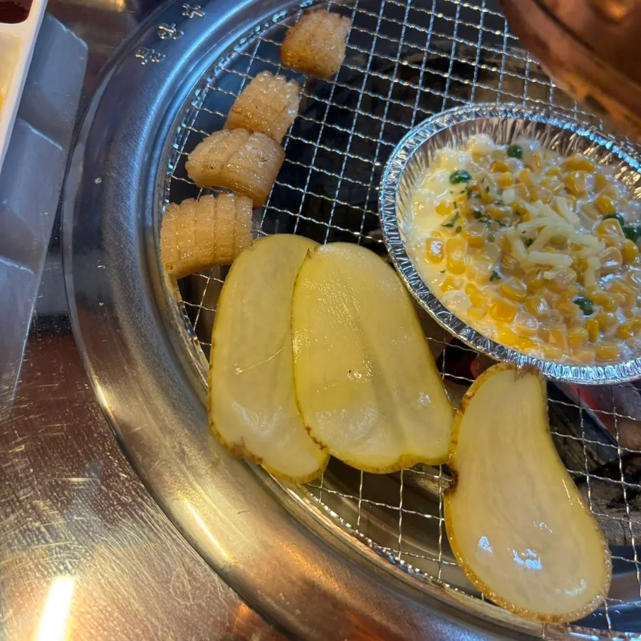 Corn cheese served alongside the charcoal grill