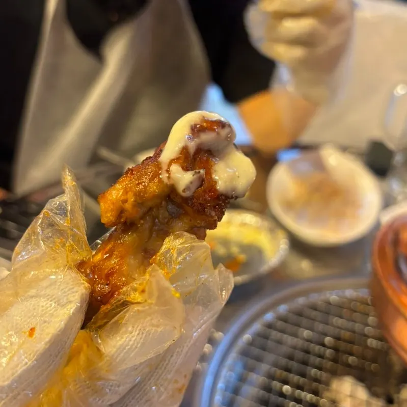 Final plate of jjokgalbi and sauces to finish the meal