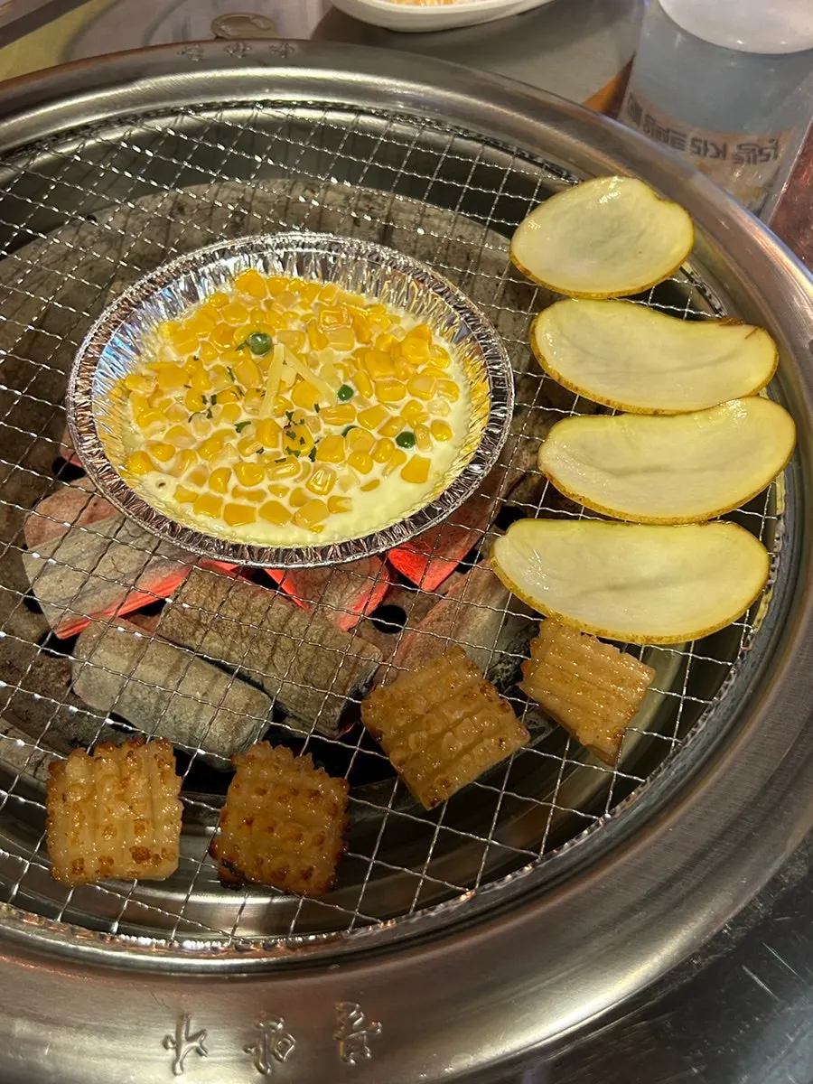 Corn cheese placed on the grill
