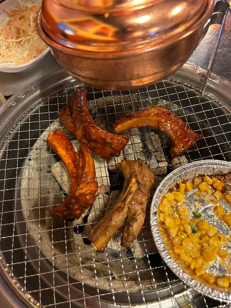 Soy pork ribs with the tuna mayo rice ball