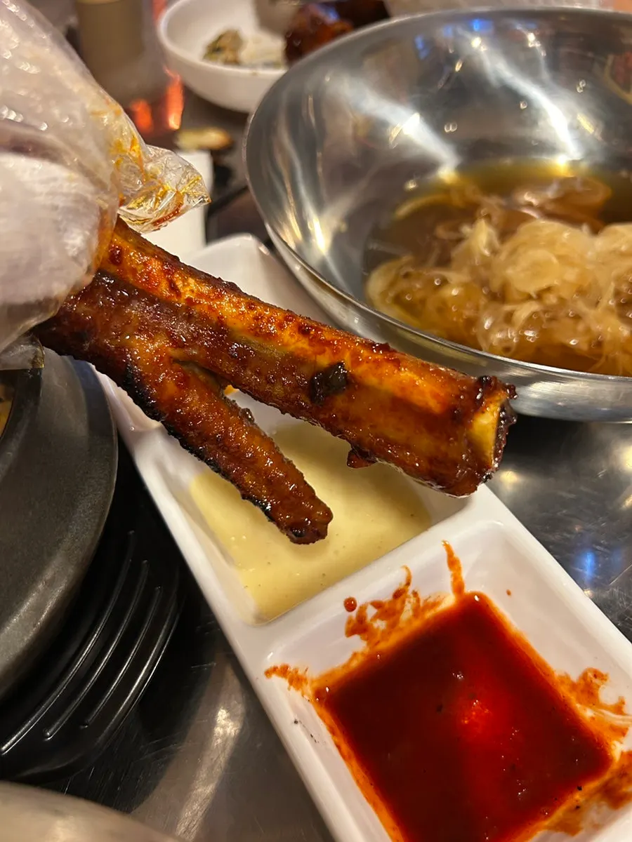 Deeply colored spicy pork ribs