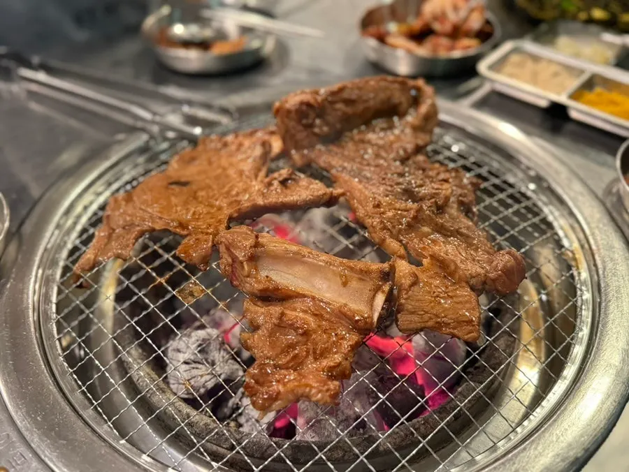 Close-up of spicy pork ribs on a plate