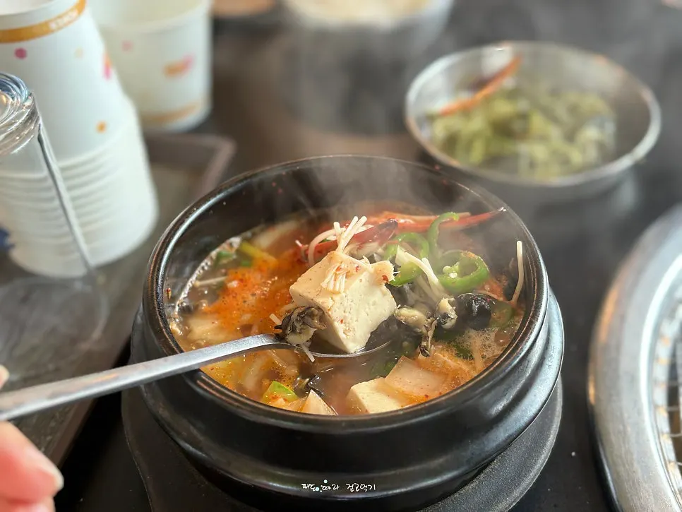 Miso soup loaded generously with corn snails