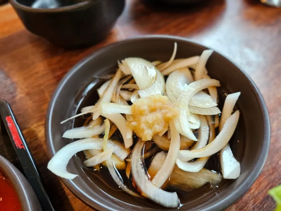 Spicy red chive salad side dish